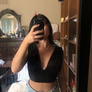 Shein Low Cut V Neck Crop Top